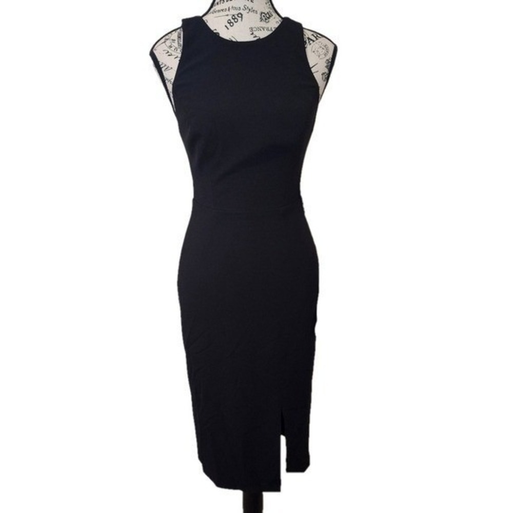 Dress the Population Emme Back Bow Sheath Cocktail Dress Black XXS NWT